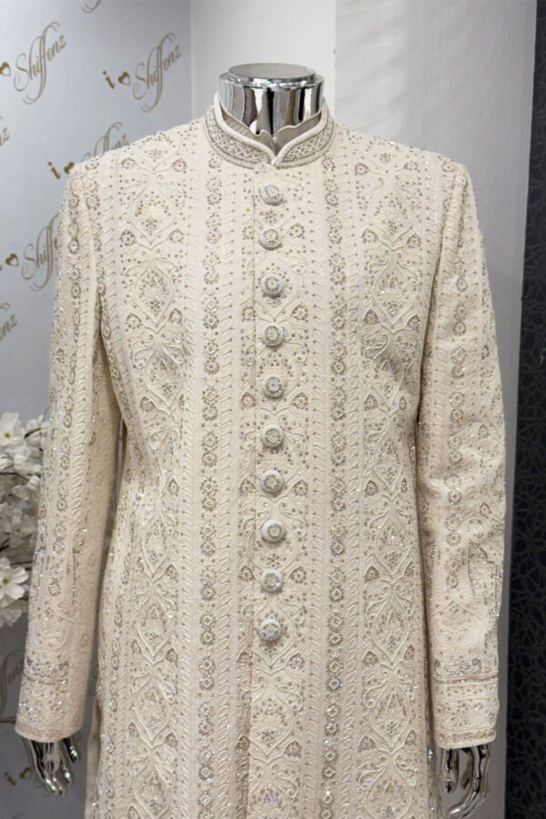 Men's 2 piece luxury embroidered sherwani - Image 4