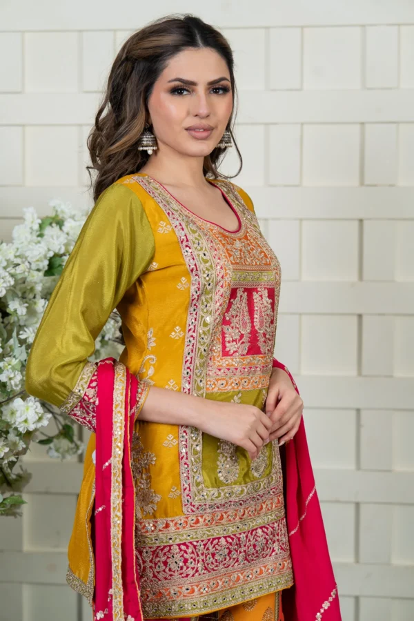 Premium 3 piece chiffon gharara suit - Image 5