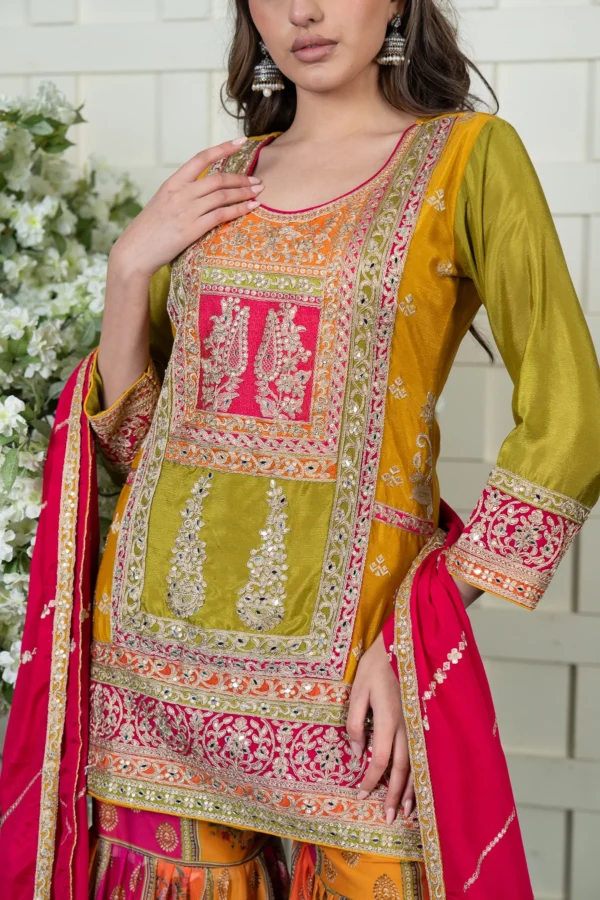 Premium 3 piece chiffon gharara suit - Image 6