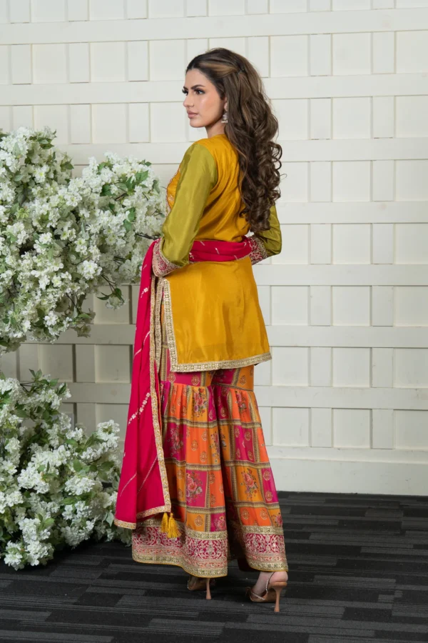 Premium 3 piece chiffon gharara suit - Image 2