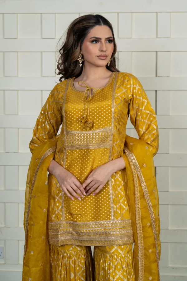 Deluxe 3 piece banarasi gharara suit - Image 3