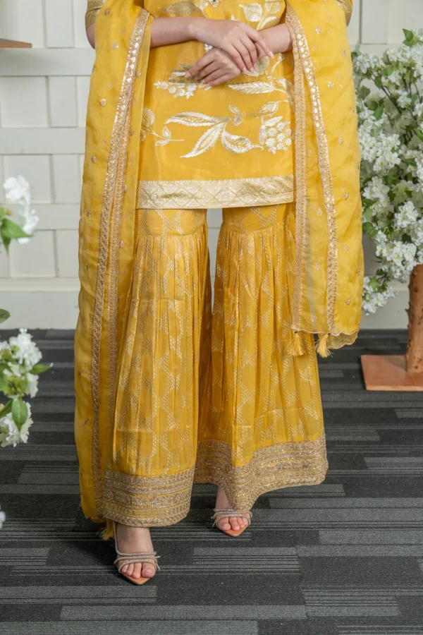 Elegant 3 piece raw silk gharara suit - Image 6