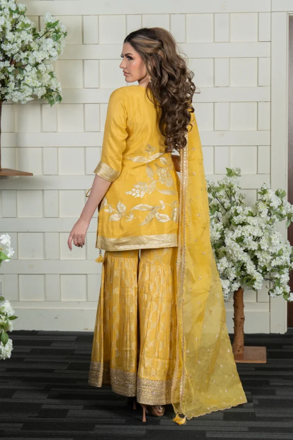 Elegant 3 piece raw silk gharara suit - Image 2