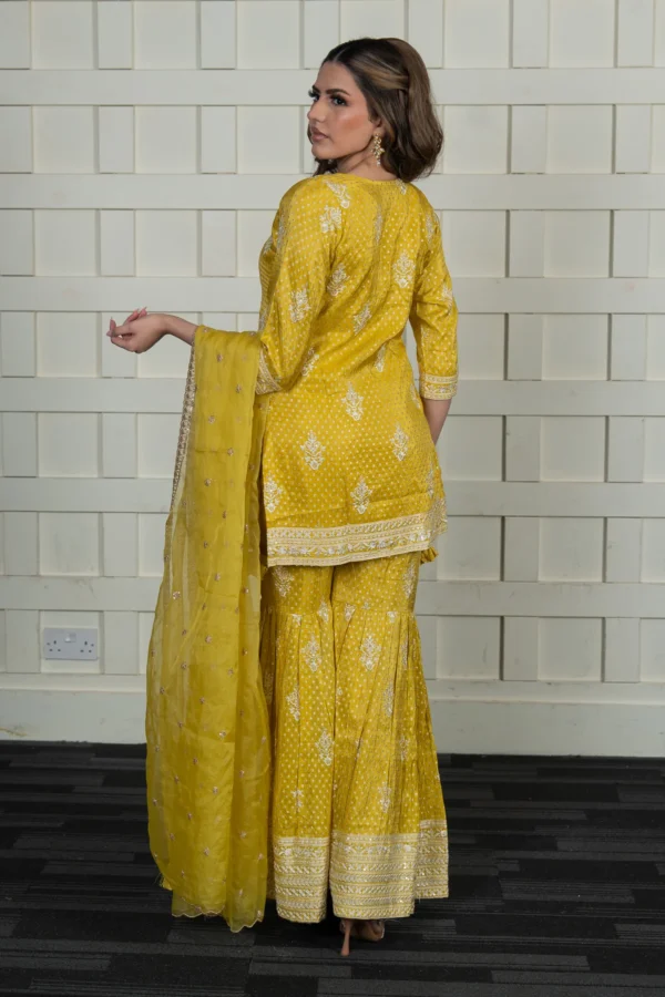 Luxury 3 piece raw silk gharara suit - Image 3