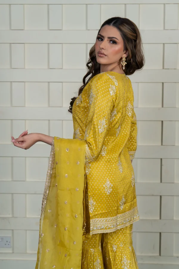 Luxury 3 piece raw silk gharara suit - Image 6