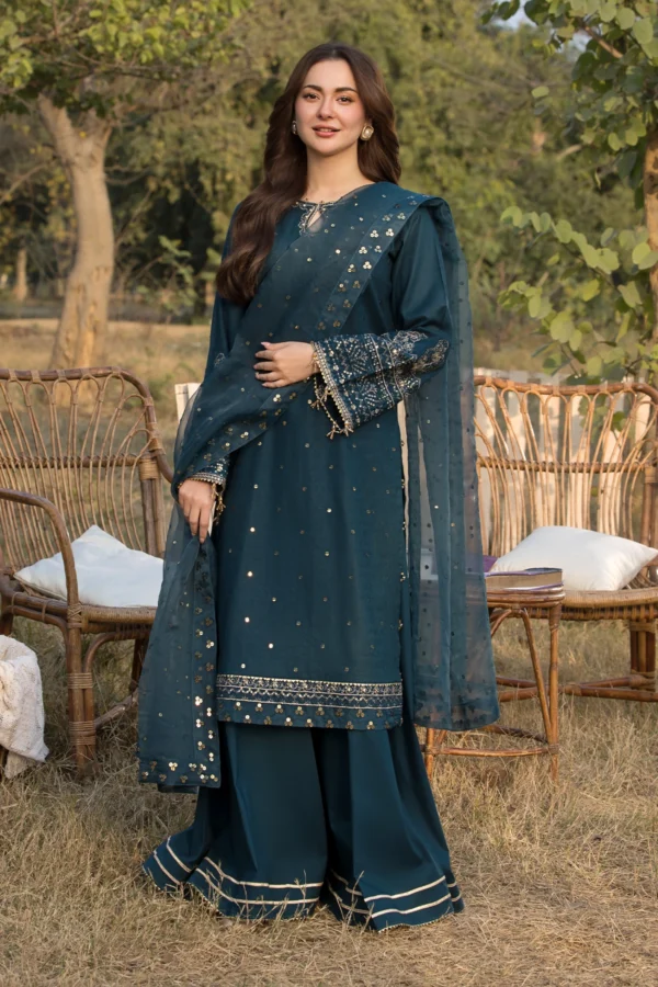 Janaan graceful Eid 2025 3 piece sharara jacquard collection - Image 4