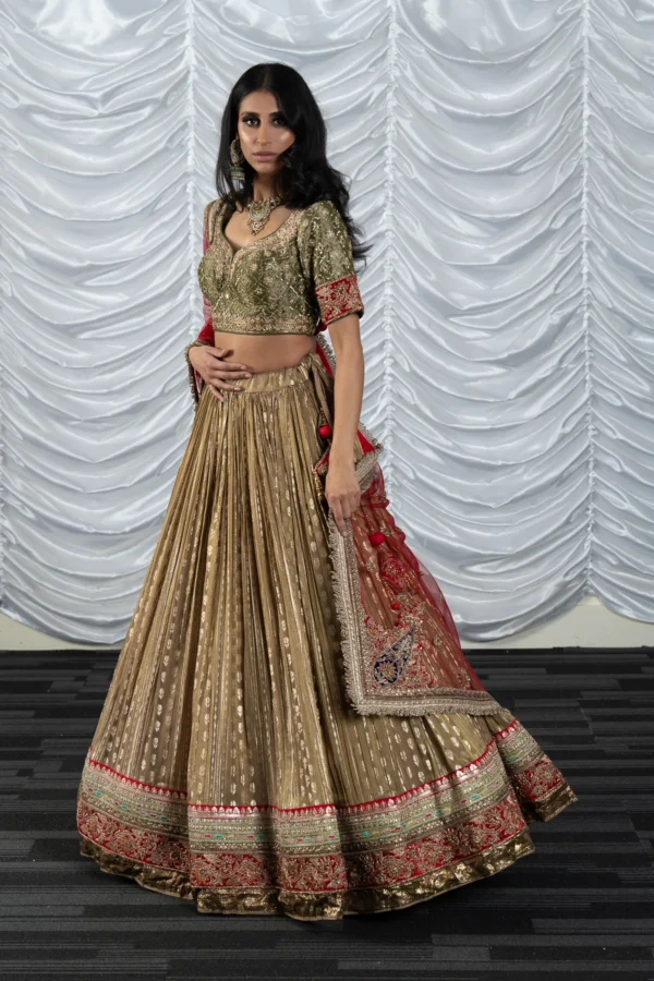 3 Piece organza threadwork lehnga choli - Image 2