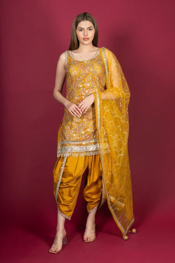 Shiffonz premium 3 piece crepe suit with tulip shalwar - Image 3