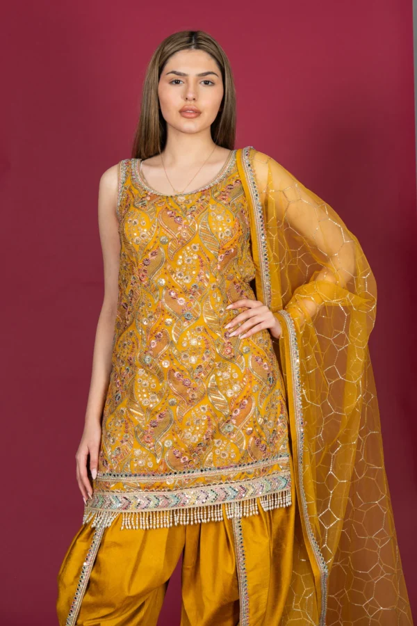 Shiffonz premium 3 piece crepe suit with tulip shalwar - Image 6