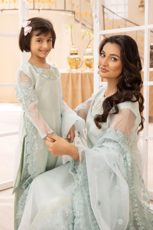 Elegant Eid 2025 3 piece mother and daughter kids suit - Image 2