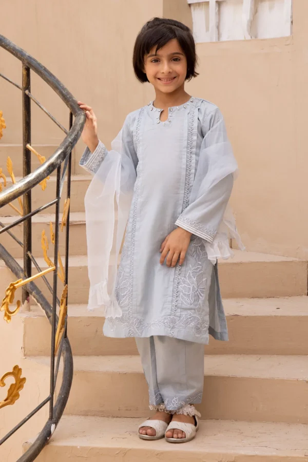 Deluxe Eid 2025 3 piece mother and daughter kids suit - Image 3