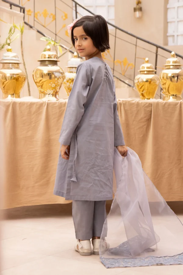 Luxury Eid 2025 3 piece mother and daughter kids suit - Image 4