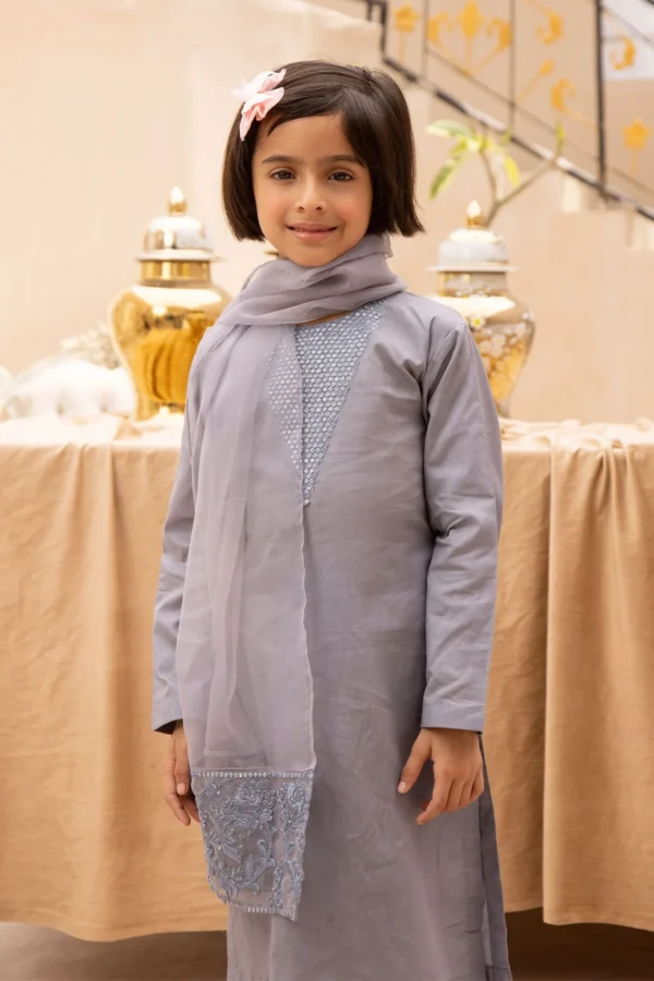 Luxury Eid 2025 3 piece mother and daughter kids suit - Image 5