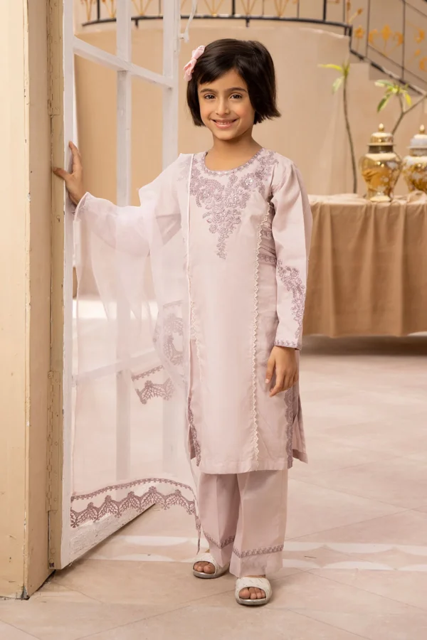 Graceful Eid 2025 3 piece mother and daughter kids suit - Image 2