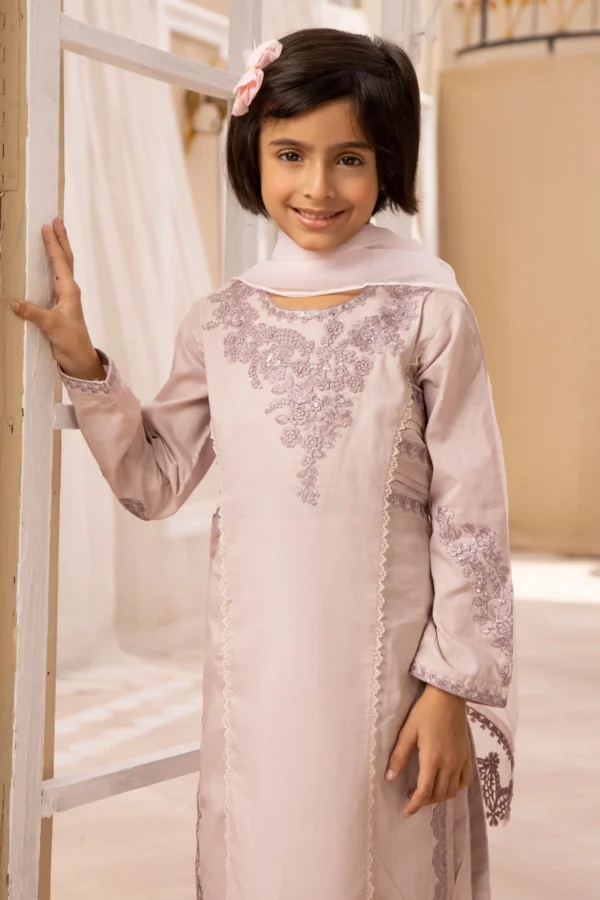 Graceful Eid 2025 3 piece mother and daughter kids suit - Image 4