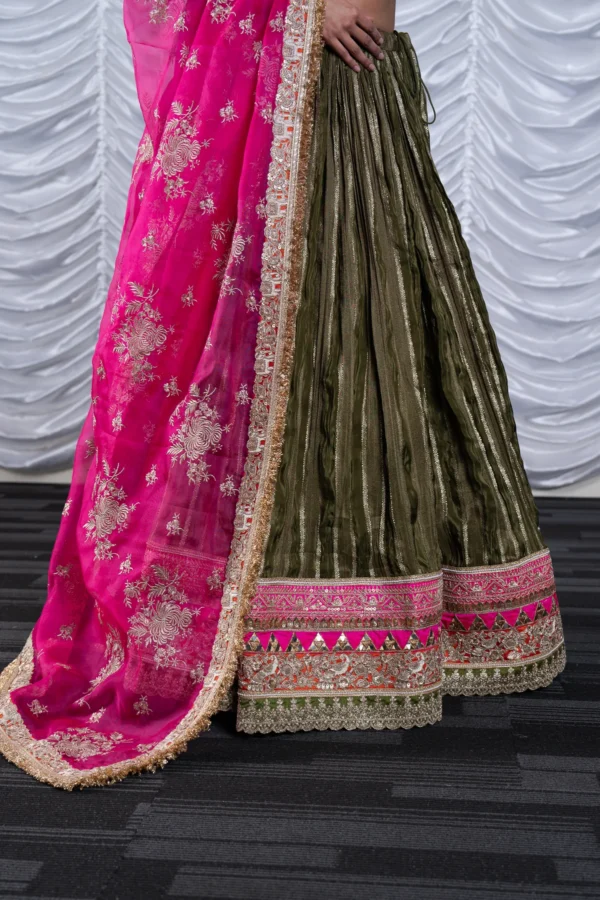 3 Piece organza threadwork lehnga choli - Image 7