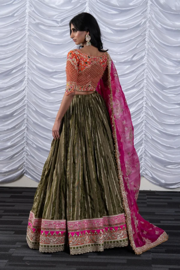 3 Piece organza threadwork lehnga choli - Image 4