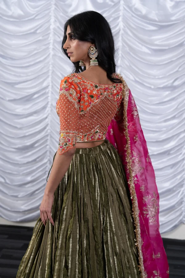 3 Piece organza threadwork lehnga choli - Image 6