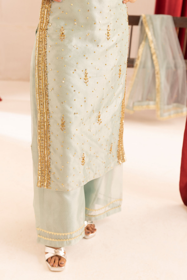 Emre collection 3 piece embroidered raw silk suit - Image 7