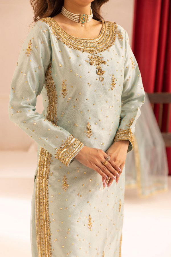 Emre collection 3 piece embroidered raw silk suit - Image 6