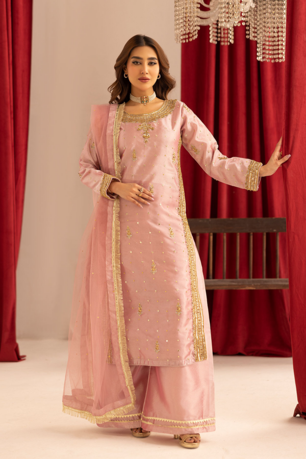 Emre collection 3 piece raw silk embroidered suit