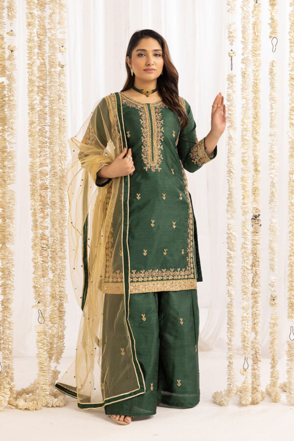 Mirey collection 3 piece embroidered mehndi suit - Image 2