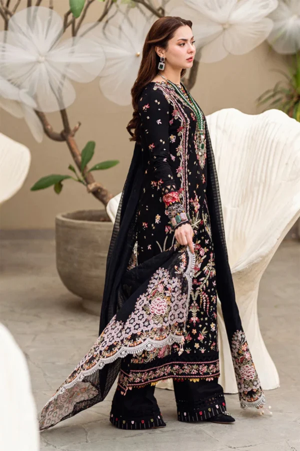 Qalamkar Eid 2025 3 piece organza luxury suit - Image 3