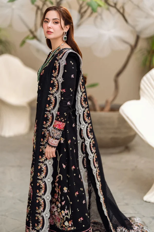 Qalamkar Eid 2025 3 piece organza luxury suit - Image 6