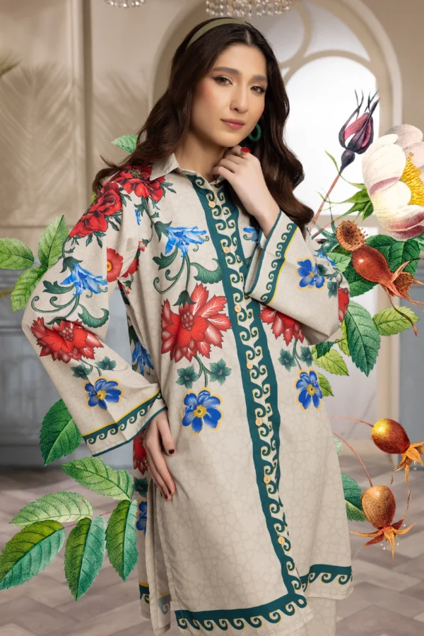 Zaras Eid 2025 2 piece short shirt digital print co-ords set - Image 5