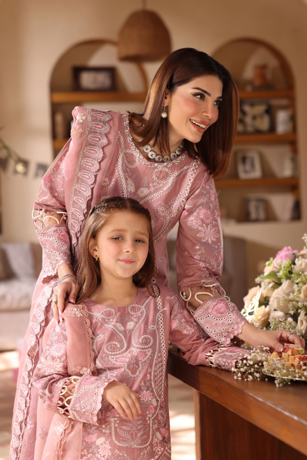 Lamhey chikan kari kids Eid 3 piece embroidered collection - Image 2