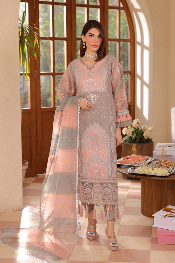 Lamhey Eid collection embroidered 3 piece suit