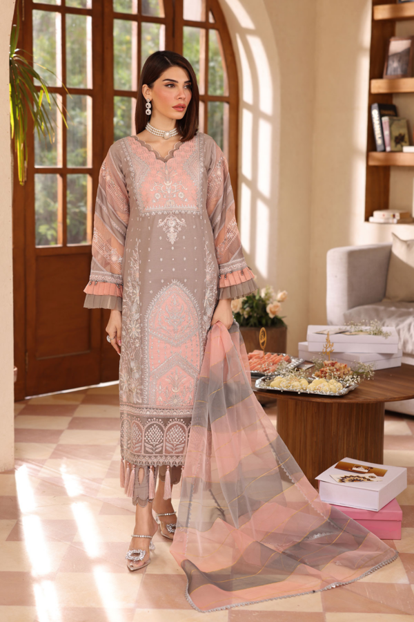 Lamhey Eid collection embroidered 3 piece suit - Image 2