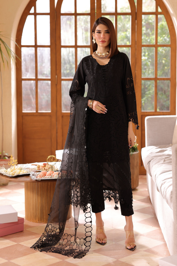 Lamhey Eid collection 3 piece chikan kari embroidered suit