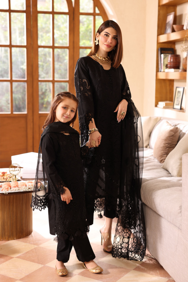 Lamhey Eid collection 3 piece chikan kari embroidered kids suit