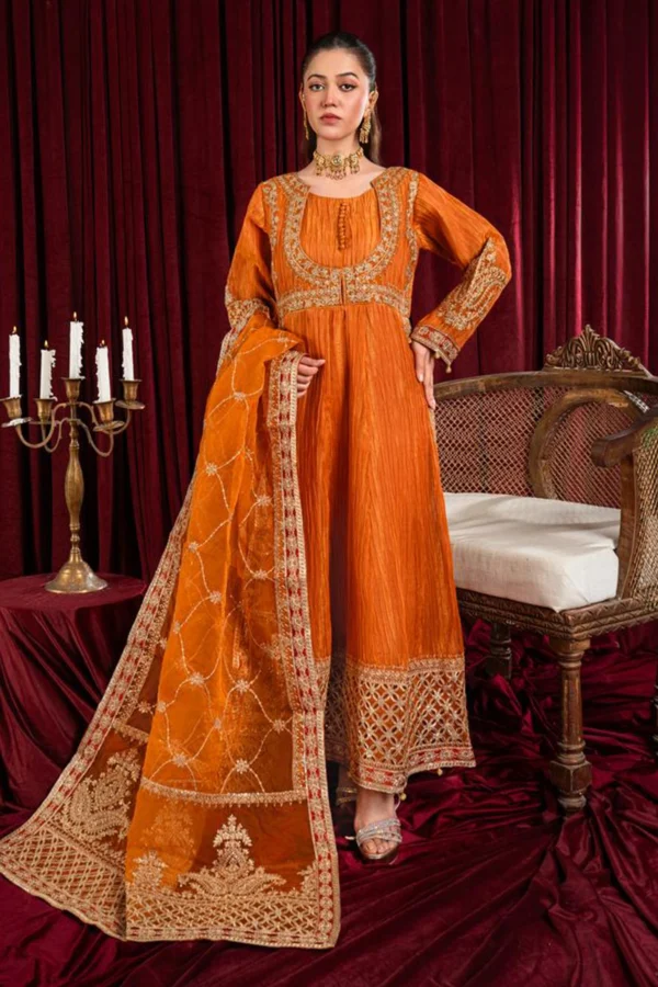 Maria B Eid 2025 3 piece crinkle tissue gown collection - Image 2