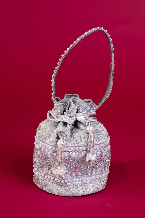 Shiffonz elegant crepe pearl potli bag - Image 3