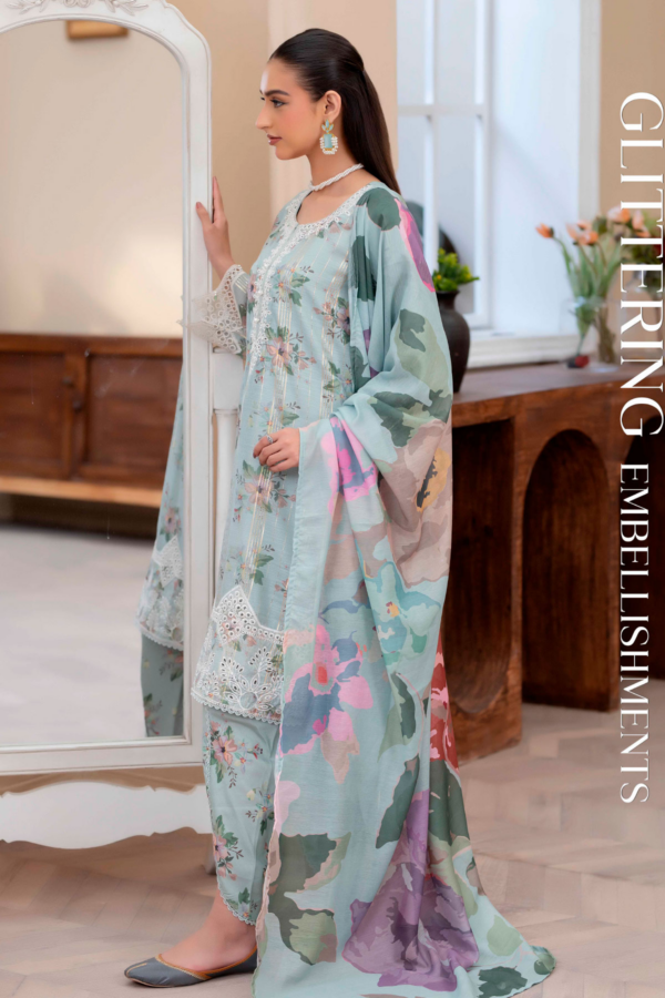 Elle Eid collection 3 piece printed tulip shalwar suit - Image 2