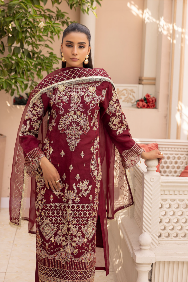 Kiara Eid luxe collection 3 piece embroidered organza suit - Image 5