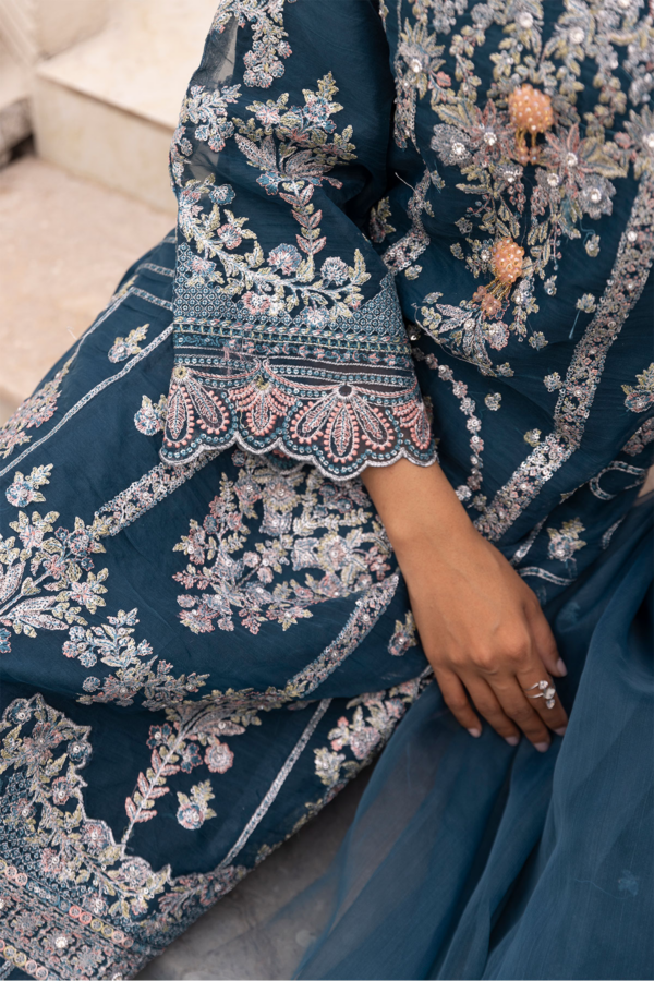 Kiara luxe Eid collection 3 piece organza embroidered suit - Image 5