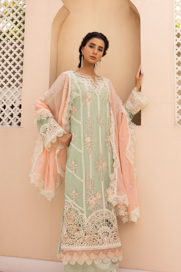 Kashish luxury Eid collection 3 piece embroidered suit - Image 3