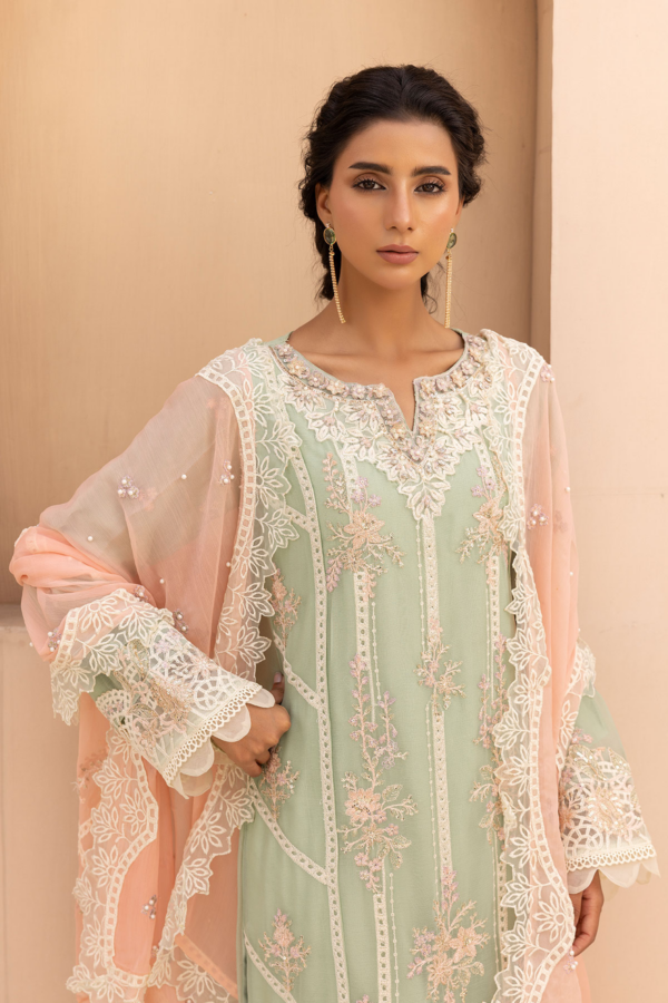 Kashish luxury Eid collection 3 piece embroidered suit - Image 4