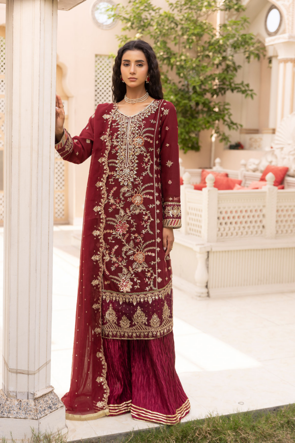 Kashish luxury Eid collection 3 piece embroidered plazo suit