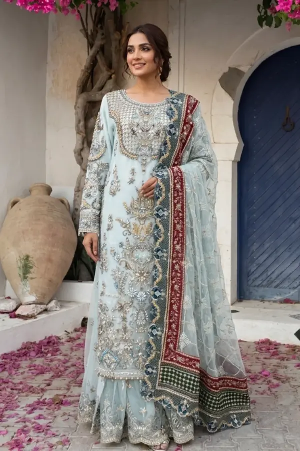 Imrozia premium collection 3 piece embroidered suit - LSGREN, Medium