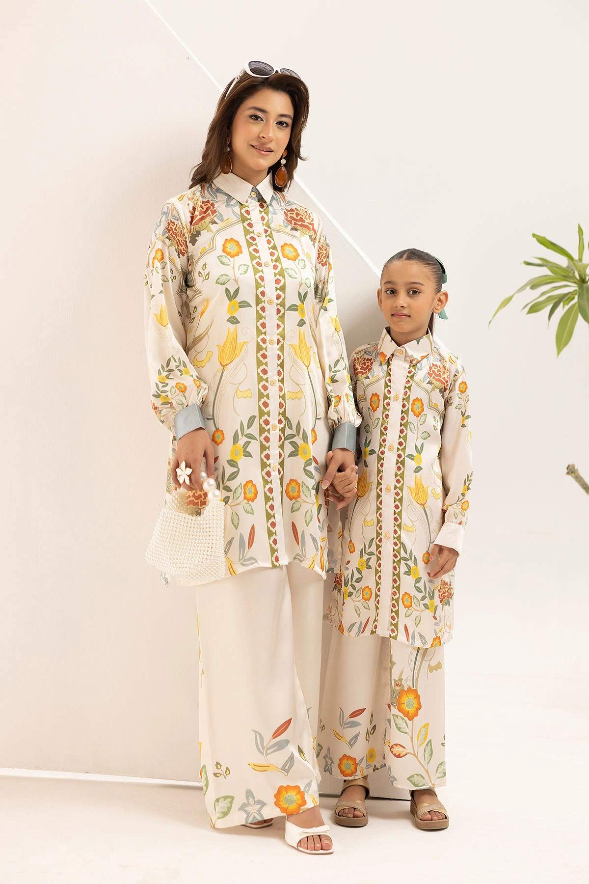 Shiffonz mother and daughter kids 2 piece silk lux printed co-ord