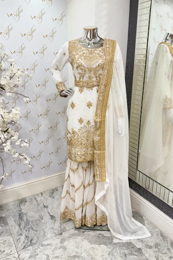 Sila luxe collection 3 piece embroidered gharara suit