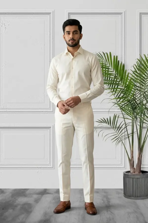 Men's formal trouser - Cream, FREE SIZE