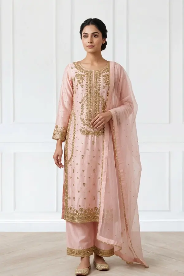 Shiffonz silk edit 3 piece embroidered collection - LPINK, Large