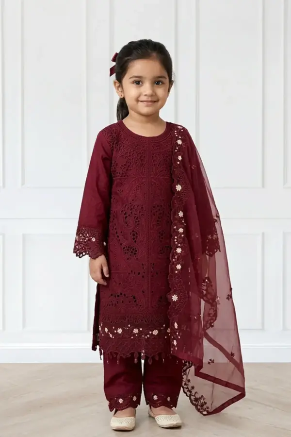 Ivana luxury collection 3 piece embroidered kids suit