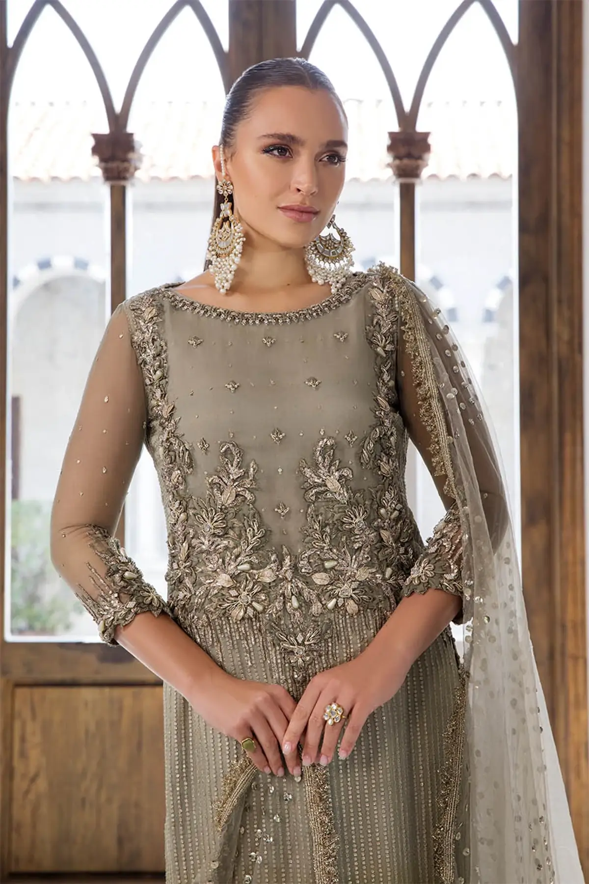 Khudabaksh embroidered 3 piece luxe suit - Image 4