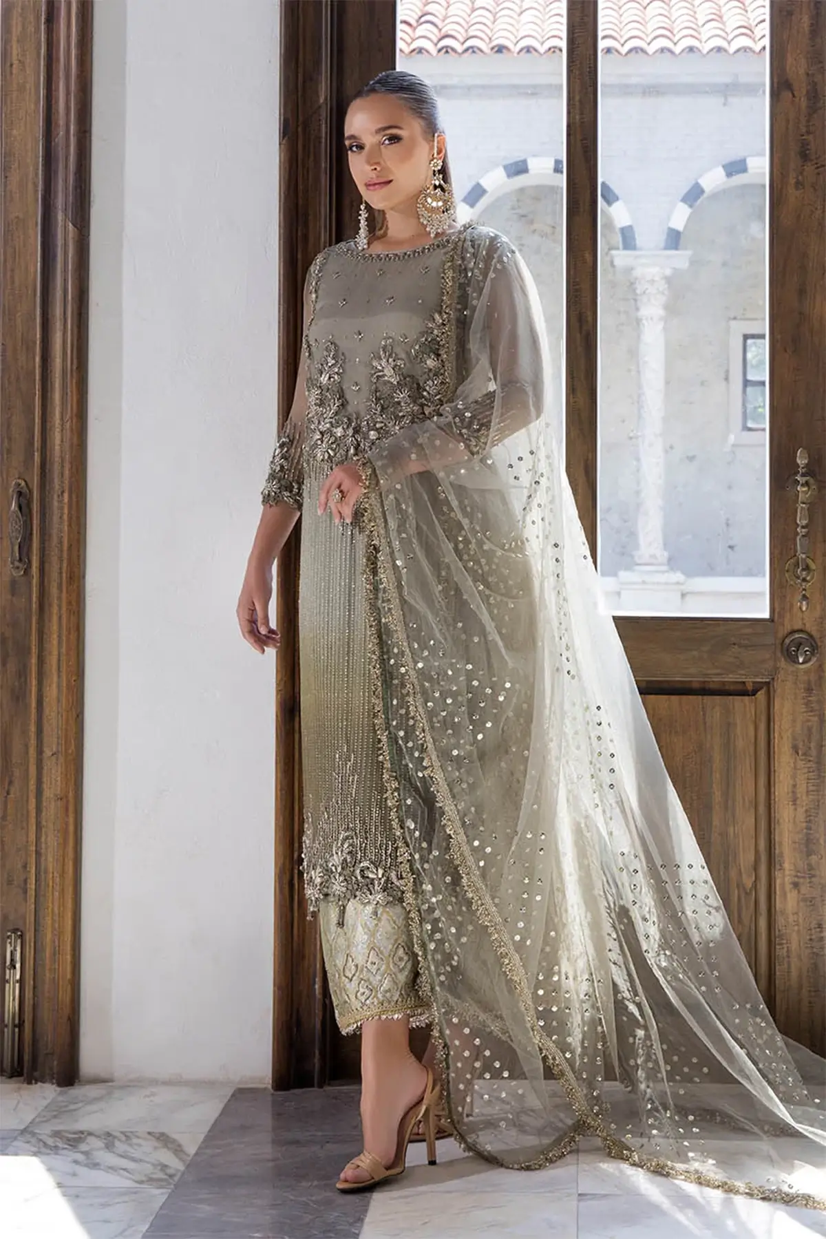 Khudabaksh embroidered 3 piece luxe suit - Image 2